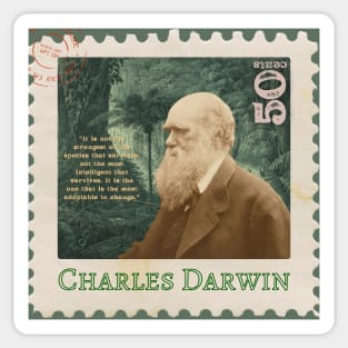 Charles Darwin Unique Stamp Design Sticker